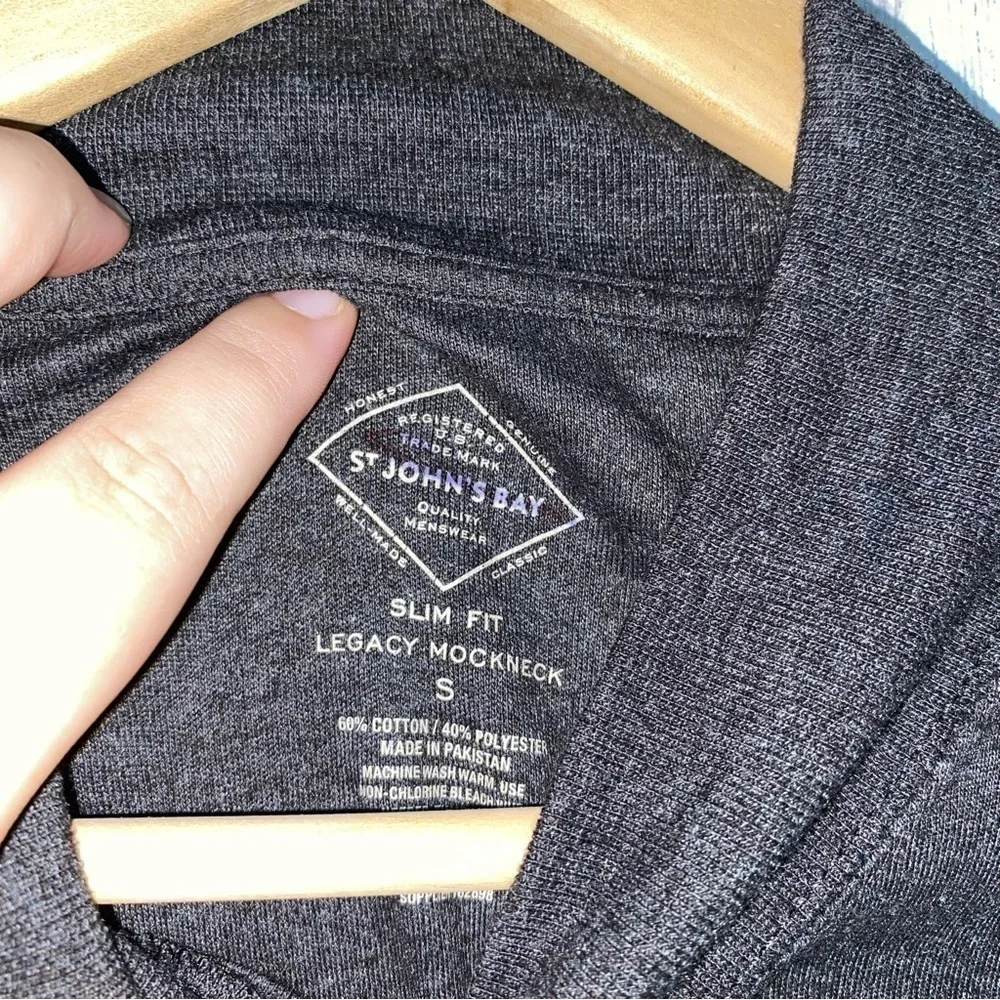 NWT St. John Grey Slim Fit Legacy Mockneck Tee - Picture 4 of 6